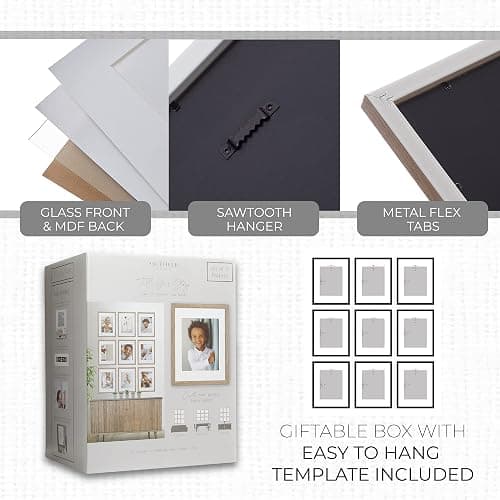 Sheffield Home 9 Piece Gallery Wall Frame Set, 11x14 Inch, Light Natural thumbnail 5
