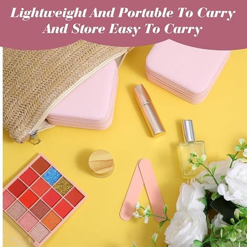 Douaowoc 10 Pack Travel Jewelry Box Mini Jewelry Case Bridesmaid Gifts Jewelrys Box, PU Leather Small Jewelrys Case Organizer Storage for Rings Earrings Necklaces, Beauty Gifts for Women Girls (Pink) thumbnail 7