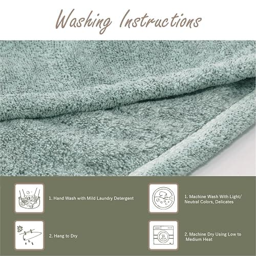 myHomeBody Hair Towel Wrap, Luxury Quick Drying Turban, Ultra Soft Absorbent Charcoal Fiber Cap, with Coconut Shell Button – Pine Green thumbnail 6