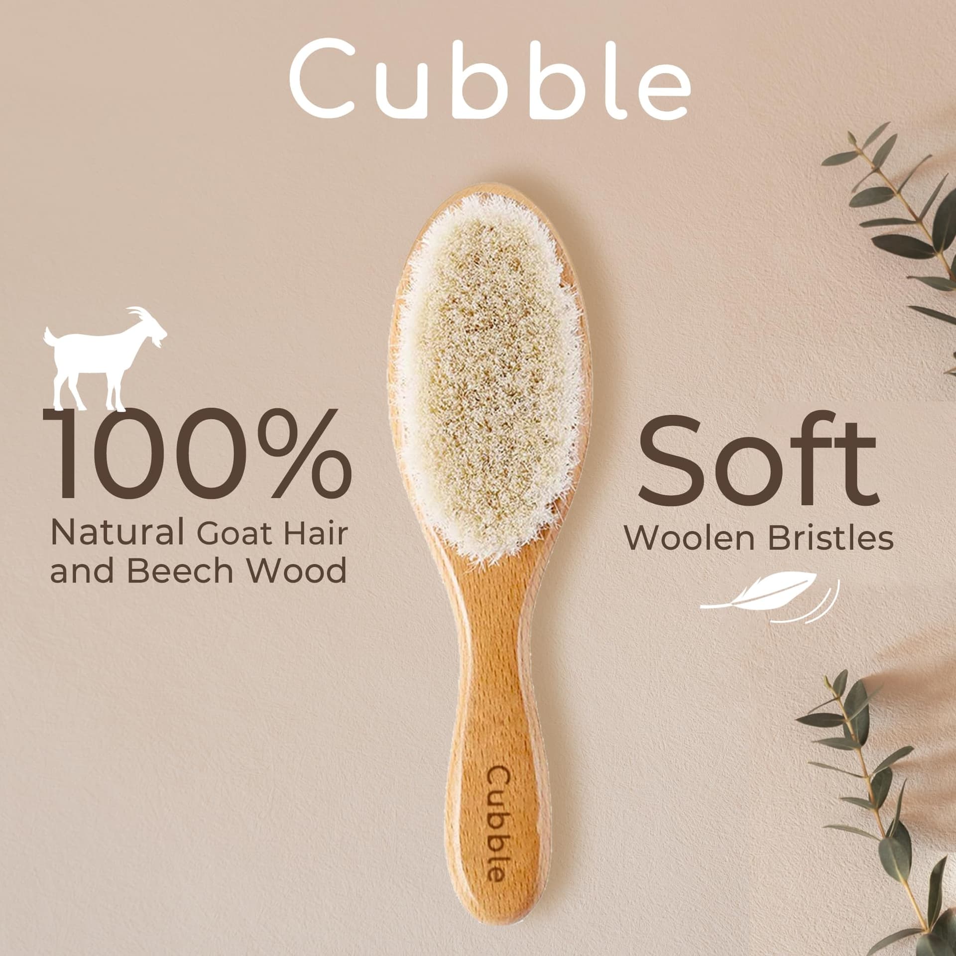 Wooden 100% Natural Goat Hair Brush and Comb Set for Newborns and Toddlers thumbnail 5