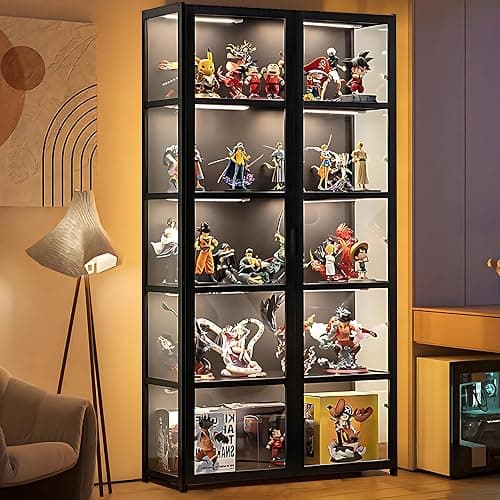 QOEUDD Display Cabinet with Acrylic Glass Door, 5 Tier Curio Display Case, Collectibles Toy Organizers Rack & Display Shelf, Kids Bookcase for Bedroom, Reading Nook, Toddler's Room, Bamboo thumbnail 8