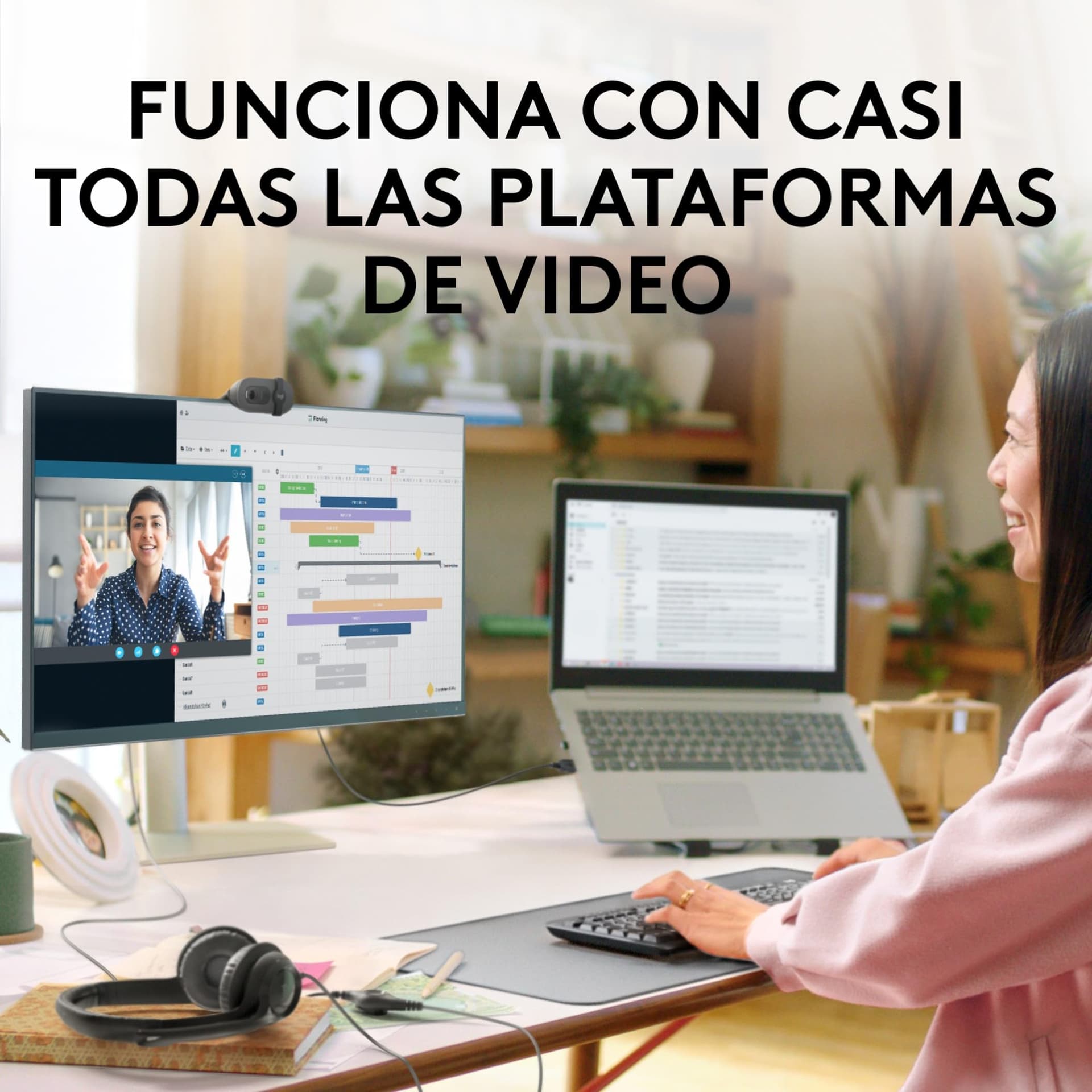 Logitech Brio 100, cámara Web Full HD para reuniones y Streaming, Equilibrio iluminación automático, micrófono Integrado, Tapa de privacidad, USB-A, para Microsoft Teams, Google Meet, Zoom - Grafito thumbnail 7