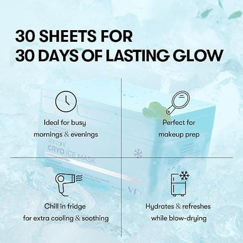 VT COSMETICS Cryo Ice Cool Mask, 30 Sheets, Cooling & De-Puffing Daily Sheet Mask, Hydrating Korean Face Mask, Xylitol & Hyaluronic Acid, K-Beauty Skincare thumbnail 5
