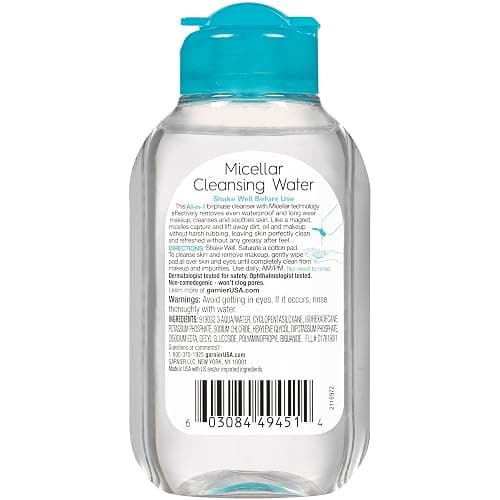 Garnier SkinActive Micellar Cleansing Water, For Waterproof Makeup, 3.4 Fl Oz thumbnail 2