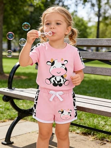 YOUNGER TREE Toddler Infant Baby Girls Summer Outfits Leopard Print Short Sleeve Pocket T-Shirt Tops Pants Clothes Sets thumbnail 4