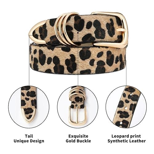 RISANTRY Women's Leather Belts with Gold Buckle Fashion Leather Waist Belt Elegant Ladies Belts for Jeans Dress & Casual Wear thumbnail 4