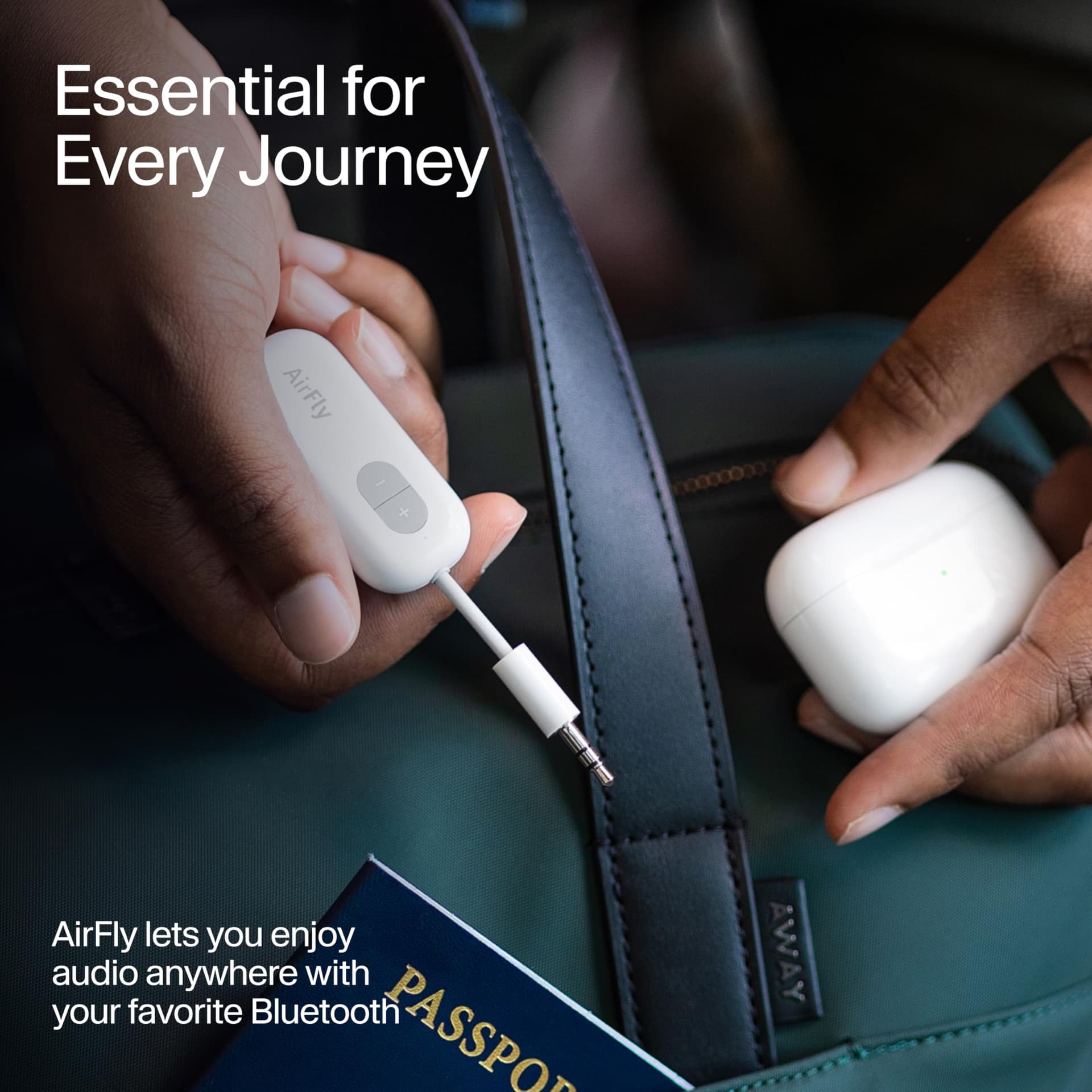 Twelve South 4353 Airfly SE | Wireless Transmitter/Receiver with Audio Sharing for Up to 2 Airpods/Wireless Headphones to Any Audio Jack for use On Airplanes, Boats or in Gym, Home, Auto thumbnail 6