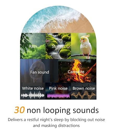 Sunrise Alarm Clock with Noise Machine: Digital Alarm Clock for Bedrooms, Nature Sounds for Gentle Wake Up, 30 Sleep Sounds, Adjustable Brightness & Volume, Timer - Wood Grain thumbnail 4