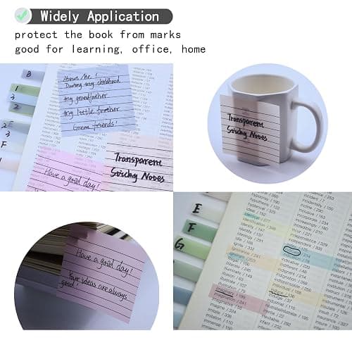 YOUDEFUL 800Pcs Transparent Sticky Notes, 3"x3" Clear Sticky Notes with Lined, Waterproof Translucent Sticky Note Pads for Books Annotation, Clear Post it Notes for Bible Study, School, Office thumbnail 5