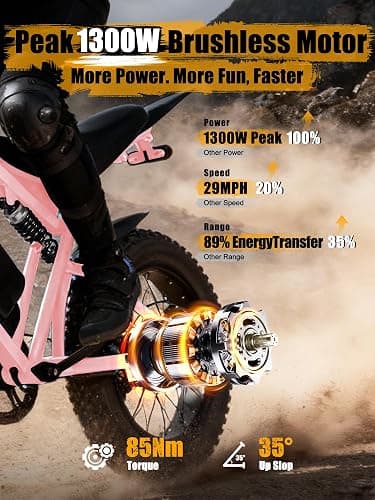 ESKUTE V200 Electric Dirt Bike for Adults,52V20.8Ah Battery,20" x4.0 Fat Tire,32MPH,NFC Unlock Color Display,7-Speed Dual Suspension,Dirt E-Bike,80 Miles, Streamlined Frame, E-Bike for Youth & Adults thumbnail 5