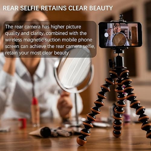 Vlog Selfie Monitor Screen for iPhone (NOT Support 17), Rear Camera for Selfie Vlog Live Stream, Magnetic Mount Wireless Connection with Remote Control (Grey) thumbnail 3