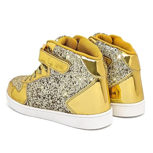 Wooowyet Glitter Shoes Kids High Top Sneakers for Boys Girls Gift Party Birthday Christmas Halloween thumbnail 4