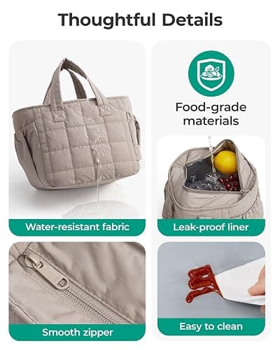 BAGSMART Lunch Bag Women Small Cute Quilted Insulated Leakproof Lightweight thumbnail 7