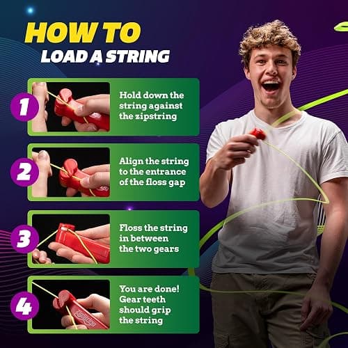 ZipString Psycho Strings, Pack of 3 - Luma Replacement Strings for Rope Launcher Toy - Glow in The Dark Fidget String for Kids & Adults - Shark Tank Featured Lasso Rope Loop String Replacement thumbnail 4