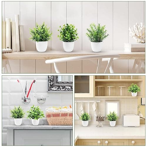 Der Rose Faux Plants Indoor, 4 Pack Small Fake Plants Mini Artificial Plants in Pots for Home Office Shelf Farmhouse Bathroom Decor thumbnail 6