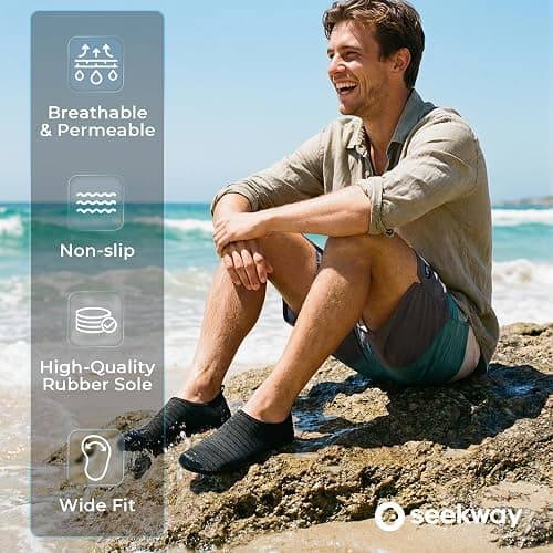 SEEKWAY Water Shoes Women Men Adult Quick-Dry Aqua Socks Barefoot Non Slip for Beach Swim River Pool Lake surf Black SK002(U) thumbnail 7
