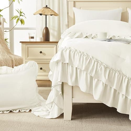 Andency Ivory Twin XL Size Comforter Set, Shabby Chic Bedding Comforter Set for All Seasons, 2 Pieces Lightweight Soft Western Modern Bed Set for Women Girls thumbnail 6