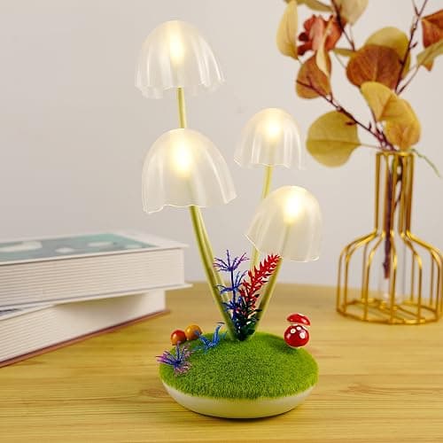 Mushroom Lamp Cute Night Light, Rechargeable Mushroom Decor Small Table Lamps, Dual-Colors Bedside Lights with Dimmable Remote & Timer, Gift for Kids Teen Girls Bedroom, Indoor Living Room Decorations thumbnail 7