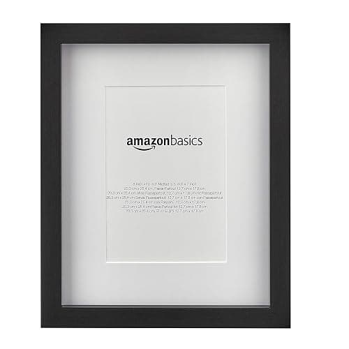 Amazon Basics Rectangular Picture Frame Set for Wall Hanging or Tabletop Display, 8 x 10 in with 5 x 7 in Mat, Black, 2-Pack thumbnail 4