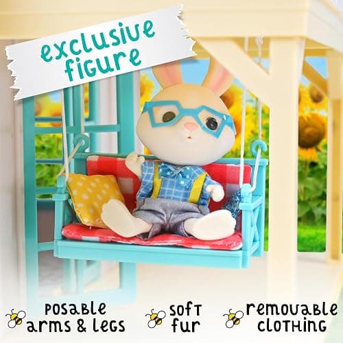 Honey Bee Acres Buzzby Farmhouse, Dollhouse Playset with Miniature Doll Figure, Furniture and Accessories. 25 Pieces, Ages 3+ thumbnail 3