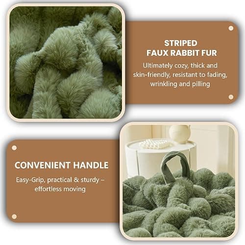 MEGO Kids Fluffy Faux Rabbit Fur Bean Bag Chair Cover(No Filler), Cozy Moss Plush Shaggy Striped Stuffed Animal Storage Bean Bag, Fuzzy Ribbed Beanbag Cover Kids Girls Teens Adult, Sage Green thumbnail 7