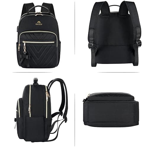 MATEIN Mini Backpack for Women, Waterproof Stylish Daypack Purse Shoulder Bag with USB Charging Port, Lightweight Small Casual Daily Travel Backpack, Lady Girls Gifts for Work School, 2pcs Sets, Black thumbnail 6