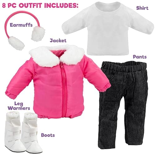 Winter Snow Doll Outfit for 18" Dolls-Premium Handmade 5pc Lodge Vacation Ski Clothes & Accessories Compatible w American Girl Doll- Includes Jacket, Boots, Earmuffs & More- Gifts for Girls, Birthdays thumbnail 3