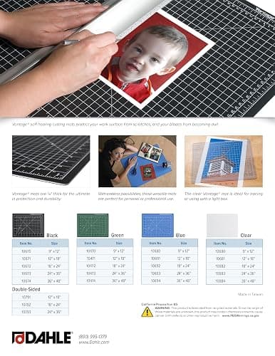 Dahle Vantage 10681 See-Through Premium Self-Healing Cutting Mat, 12"x18", 1/2" Grid, 5 Layers for Max Healing, Perfect for Crafts & Sewing, Clear thumbnail 6