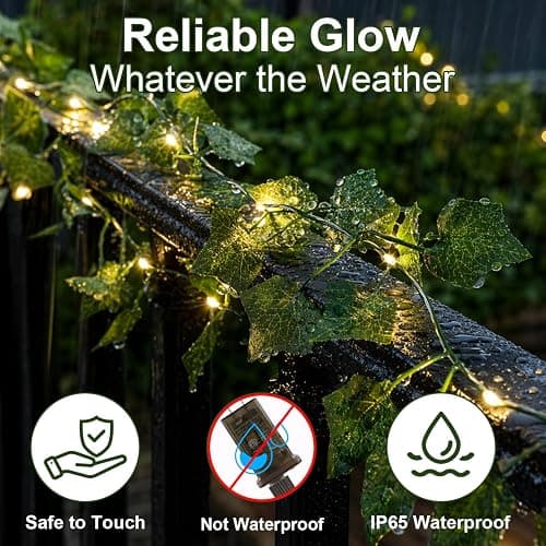 OMIKA Vine with Fairy Lights Plug in, 66FT 200 LED Ivy String Lights Connectable with Remote, Leaf Light Waterproof for Bedroom, Room, Wall, Garden, Party, Wedding Decor (Warm White) thumbnail 6