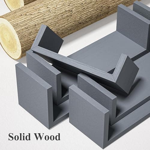 SRIWATANA Floating Shelves for Wall, Wall Shelves for Bathroom, Bedroom, Living Room, Kitchen, Office, Wood Shelves for Home Decor Set of 5 (Weathered Grey) thumbnail 6