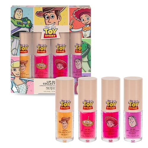 Disney Pixar Toy Story Lip Oil Collection | Officially Licensed | 4 x 4ml | Vanilla Strawberry Cherry Grape | Sheer Shine | Lip Gift Set | Mad Beauty - Image 1