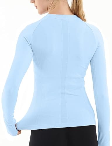MathCat Seamless Workout Shirts for Women Long Sleeve Yoga Tops Sports Running Shirt Breathable Athletic Top Slim Fit thumbnail 3