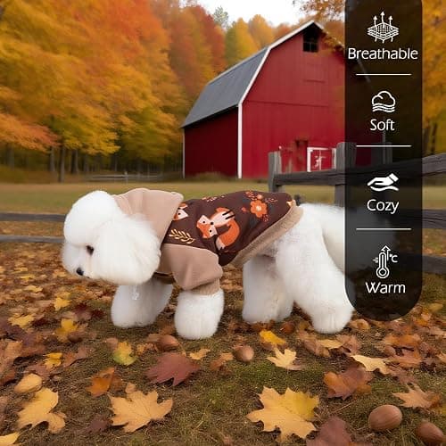 EXPAWLORER Fall Dog Hoodie,Thanksging Dog Sweater Costume,Winter Autumn Fleece Sweatshirt with Pattern,Pet Clothes Outfits for Puppy,Cat, Small Medium Large Dogs thumbnail 6