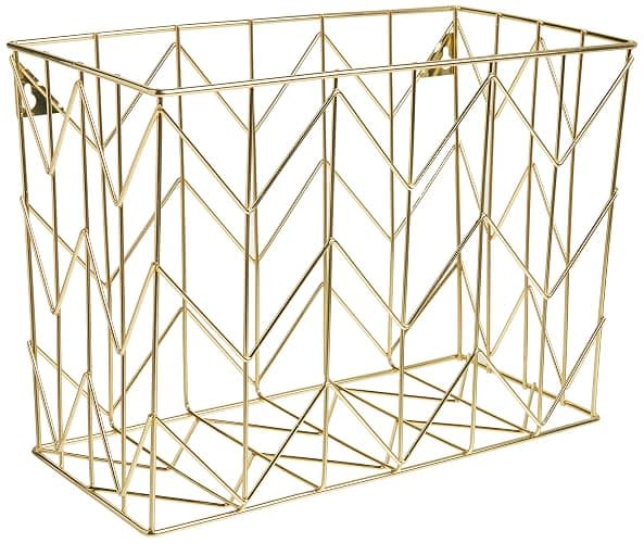 U Brands Hanging File Desk Organizer, Wire Metal, Gold - 894U02-06 - Image 1