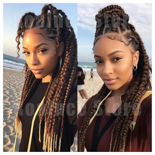 Braiding Hair Pre Stretched for Women, Brown, 20 inch, 3 Packs Boho Braids | Professional Braiding Hair Extension Soft Yaki Texture Hot Water Setting Synthetic Knotless Box Braids Crochet Twist Styles thumbnail 6