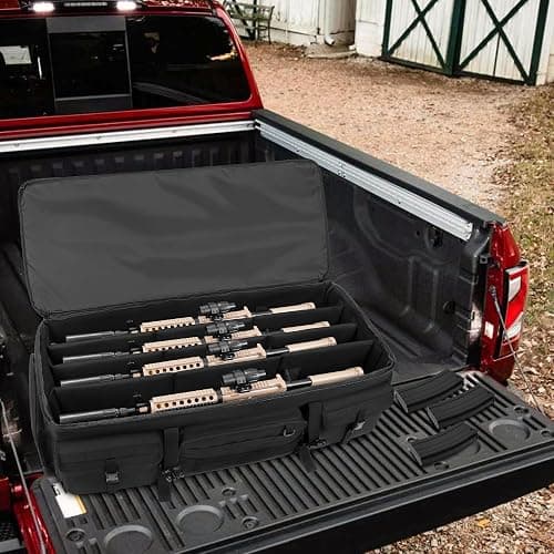GOBUROS 42” Rifle Case for 4 Guns, Soft Multi Gun Case with Padded Dividers for Organization, Tactical Rifle Bag with Extra Pockets and Padded Handle for Rifle Accessory and Easy Shipping thumbnail 7