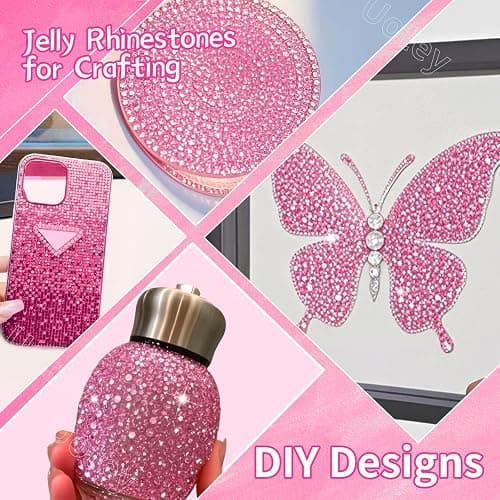 16000 Pcs Resin Rhinestones for Crafting, Flatback Pink Color Gems Jelly Rhinestones, Mixed Sizes Pink Bedazzling Crystal with Pickup Tool for DIY Crafts Clothing Tumblers Mugs Shoes Fabric Nail Art - Set-3 thumbnail 6