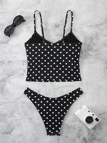 Orphichic Women's Tankini Swimsuits Tummy Control Two Piece Swimsuit | Cute Tankini Set, Retro Polka Dot Bathing Suit, Adjustable Straps, Flattering Fit, Modest Swimwear, Vacation, Pool, Resort thumbnail 3