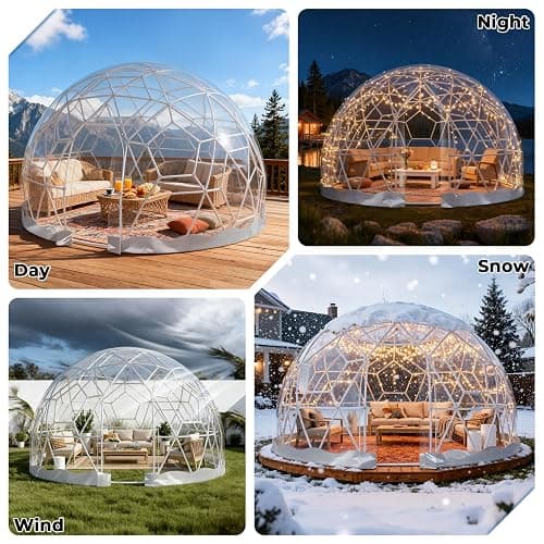 12 x 7.2 FT Garden Dome Tent, Outdoor TPU Greenhouse for 4-8 Person, Greenhouse Garden Tent with Window, Waterproof Clear Dome Tent Suitable for Camping, Party, Wedding, Christmas thumbnail 9