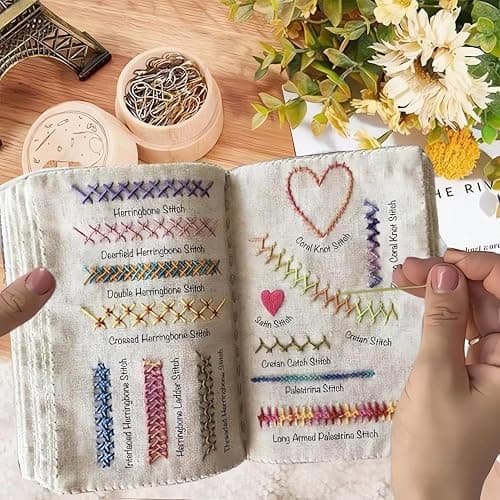 Nyrvexa 2026 New Embroidery Stitch Book Kit,Portable All Scenario Embroidery Stitch Book,Comes with a Complete Toolkit and Instructional Tutorial, Perfect for Beginners and Craft Lovers (1 PCS) thumbnail 2
