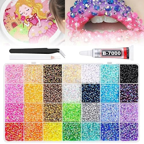 Colorful DIY Resin Rhinestone Kit, Resin Jelly Rhinestones for Bedazzling, Multicolor 3mm Flatback Gems for Diamond Art, 3Pcs 10ml B7000 Jewelry Glue for Bedazzled Nail Art Crafting Makeup (30000) thumbnail 3