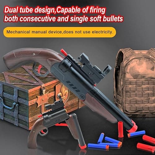 Double Barrel Toy Foam Blaster - Foam Squirt with Suction Dart and Catridge, 2 in 1 Foam Dart Blaster with Suction Dart and Catridge for Kids Teen Adults, Outdoor Toys for 8+ Year Old Boys & Girls thumbnail 2