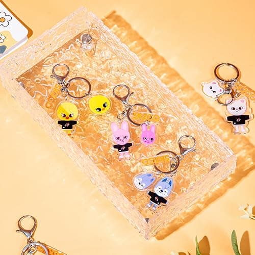 Feenmai Cartoon Keychain for Kids, Stray Kids Keychain Cute Animal Pendant, Acrylic Double Sided Pattern SKZ Backpack Pendant thumbnail 9