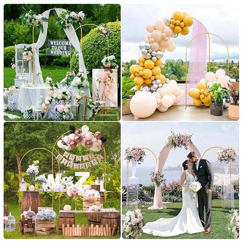SuuWoee Wedding Arch Backdrop Stand Set of 2 With White Cover (7.2FT+6FT) | Metal Arch Balloon Stand,Gold Arched For Birthday,Party,Baby Shower,Anniversary,Event Decor,Easy To Assemble,Sturdy,Durable thumbnail 5