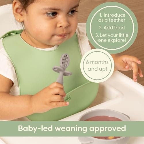 Upward Baby Silicone Baby Feeding Spoon with Anti Choke Barrier - Baby Spoons Self Feeding 6 Months, First Stage Infant Supplies and Toddler Utensils, Baby Led Weaning Soft-Tip Training Spoon, 3 Pack thumbnail 4