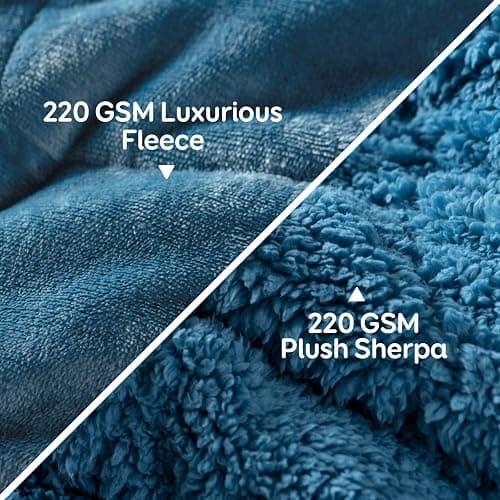 Cottonblue Weighted Blanket 15lbs for Queen Bed, Sherpa Flannel Weighted Blankets for Adults, Fuzzy Soft Sherpa Flannel Weighted Throw Blanket 60 x 80 in, Cozy Plush Blanket for Sofa Bed,Slate Blue thumbnail 3