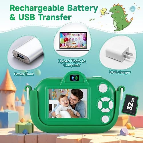 Kids Camera Boys Toys for 3 4 5 6 7 8 9 Years Old Boys, 48MP Dual Lens Kids Digital Camera Christmas Birthday Gifts, 1080P HD Video Selfie Toddler Camera with 32G SD Card thumbnail 7