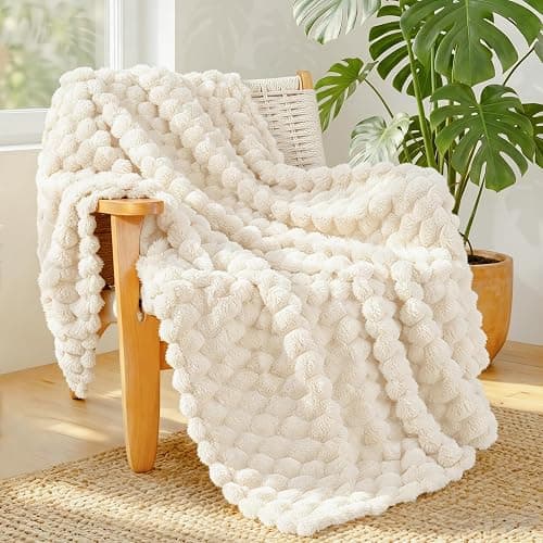 Whale Flotilla Fleece Throw Blanket for Couch or Bed, Luxury Super Soft Lightweight Summer Blanket, 3D Jacquard Cozy Fluffy Plush Decorative Sofa Chair Blanket for Mom Dad, 50x60 Inch, Ivory thumbnail 2