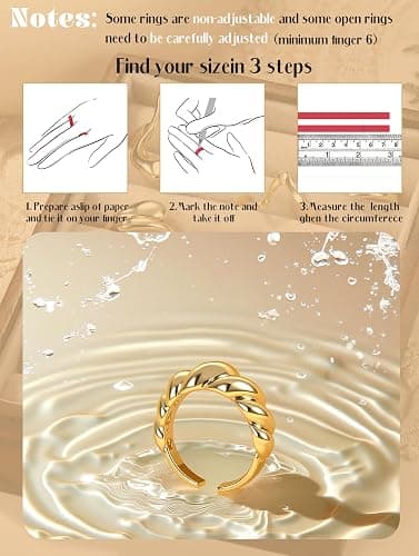 THUNARAZ 12 PCS Stackable Gold Rings for Women Adjustable Open Chunky Rings,14K Gold Plated Twisted Round Signet Rings for Gift thumbnail 4
