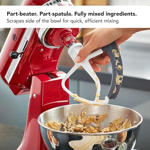KitchenAid KFE5T Flex Edge Beater for 4.5/5 Quart Tilt-Head Mixers, White | Compatible with 4.5 or 5 Q KitchenAid TIlt-Head Mixers, Flexible silicone Scraper, Dishwasher-safe thumbnail 6